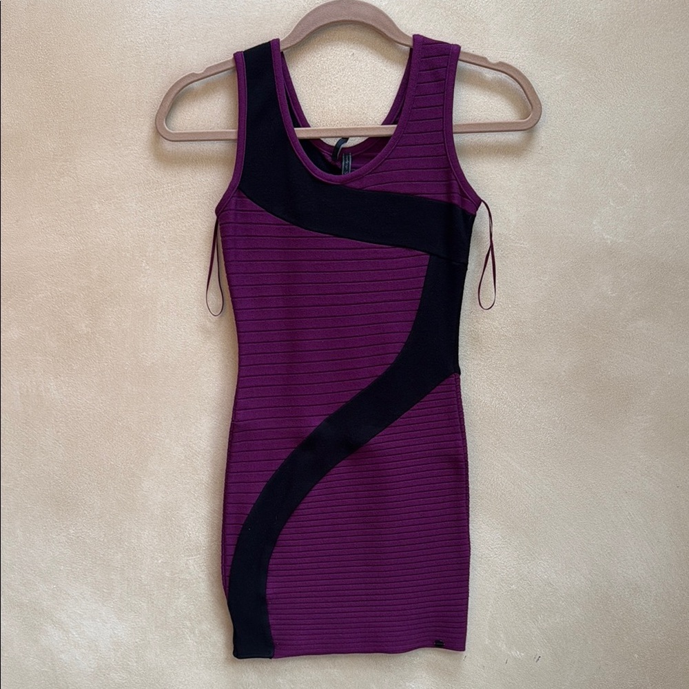 Guess Purple and Black Mini Bodycon Dress